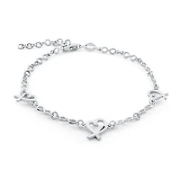 Bracelet Symbole Cancer Cœur et Infini en Argent Sterling .925. Color: blanc | Doucet Latendresse