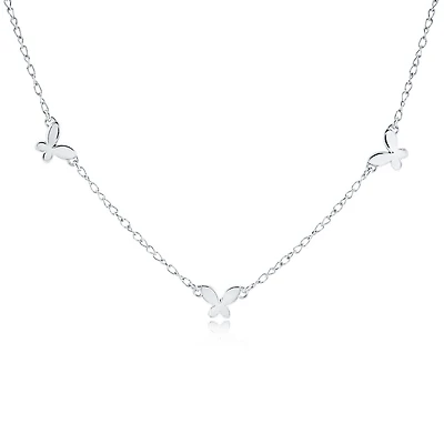 Butterfly necklace for women in .925 sterling silver. Color: white | Doucet Latendresse
