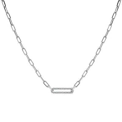 .925 Sterling Silver Paper Clip Chain. Color: white | Doucet Latendresse