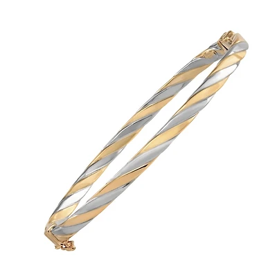 10K Two-Tone Gold Twisted Bangle Bracelet. Color: 2 tone | Doucet Latendresse
