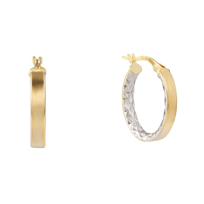 Hoop earrings - 10K 2 tone Gold