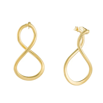 10K Yellow Gold Infinity-Shaped Earrings - 33mm x 16mm. Color: yellow | Doucet Latendresse