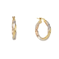 Hoop earrings for woman - 10K 3 tone Gold