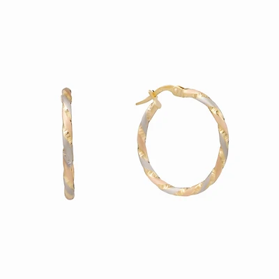 Hoop earrings for woman - 10K 3 tone Gold - 20mm. Color: yellow | Doucet Latendresse