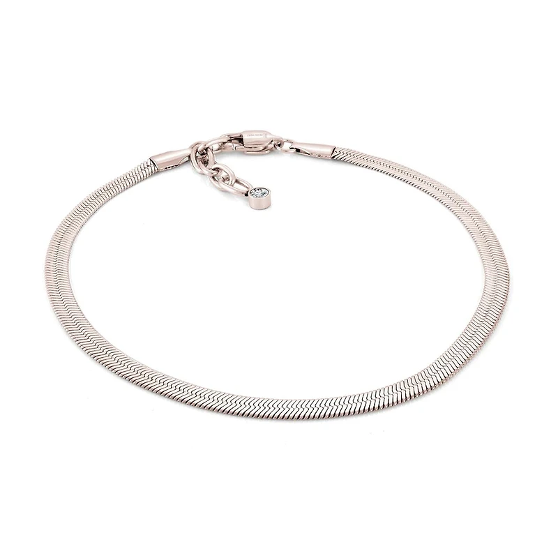 Gold-Tone Stainless Steel Anklet with Cubic Zirconia Charm | Doucet Latendresse