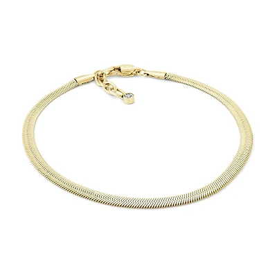 Chaîne de Cheville en Acier Inoxydable Doré avec Breloque en Zircon Cubique. Color: jaune | Doucet Latendresse