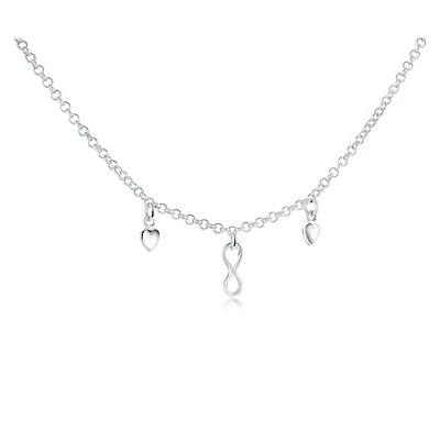 Sterling Silver Bracelet with Heart and Infinity Symbol - 8.5