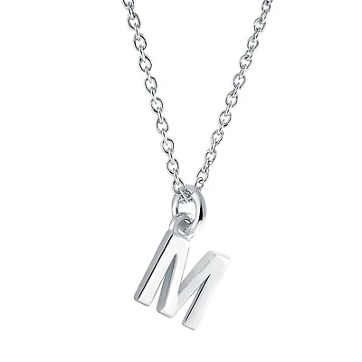 Women's ''M'' letter pendant with chain - Sterling silver. Color: white | Doucet Latendresse