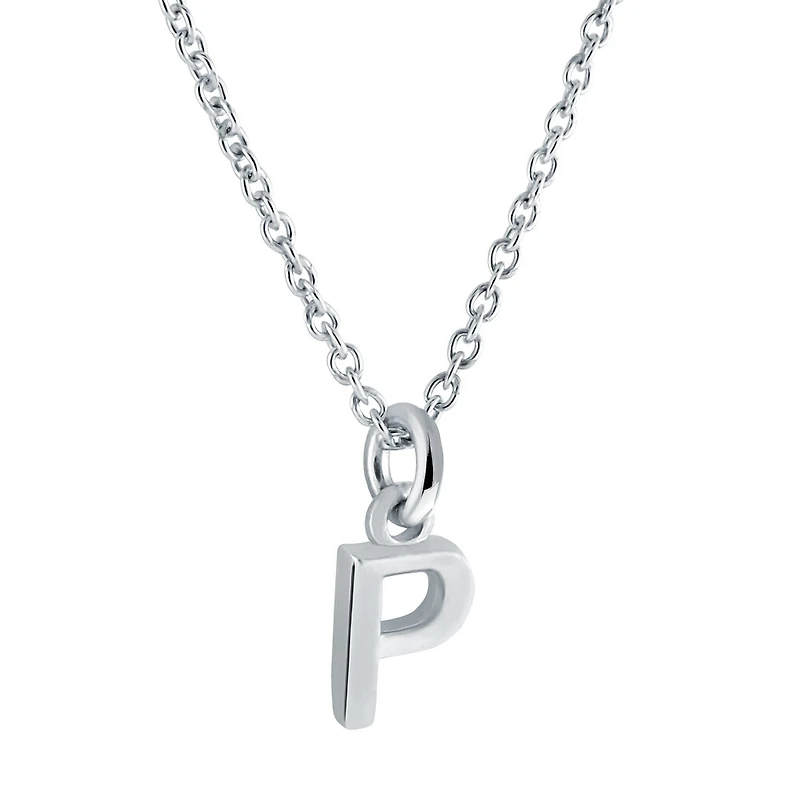 Pendentif avec chaîne et lettre ''P'' - Sterling silver - 6x4mm, 1mm. Color: argent | Doucet Latendresse