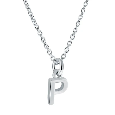 Pendentif avec chaîne et lettre ''P'' - Sterling silver - 6x4mm, 1mm. Color: argent | Doucet Latendresse