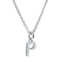 Pendentif avec chaîne et lettre ''P'' - Sterling silver - 6x4mm, 1mm. Color: argent | Doucet Latendresse
