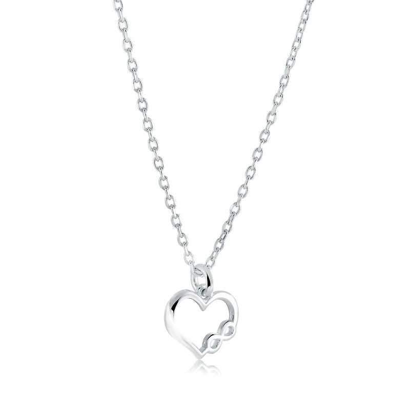 collier en argent 925 avec pendentif de cœur et d'infini 18''. Color: argent | Doucet Latendresse