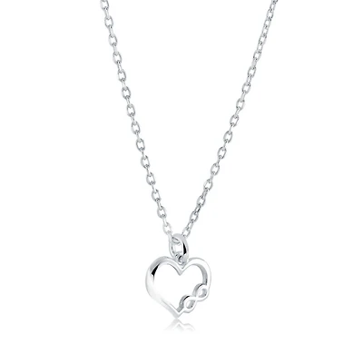 collier en argent 925 avec pendentif de cœur et d'infini 18''. Color: argent | Doucet Latendresse