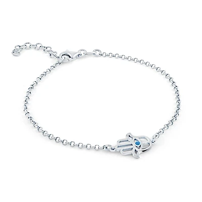 925 silver necklace with hamsa pendant. Color: white | Doucet Latendresse