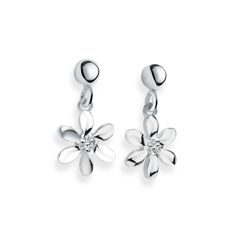 925 silver flower-shaped earring - 17mm. Color: argent | Doucet Latendresse
