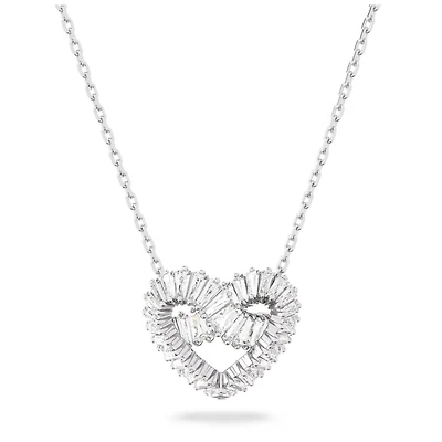 Matrix Necklace in Rhodium-Plated Metal with Swarovski Crystals - 43cm. Color: white | Doucet Latendresse