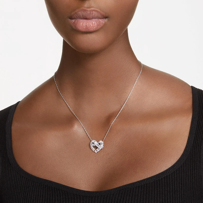 Collier Matrix en Métal Rhodié avec Cristaux Swarovski - 38 - 42.5 cm. Color: blanc | Doucet Latendresse