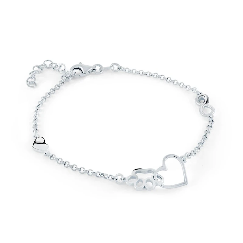 Sterling Silver Heart Charm Bracelets - 7.5