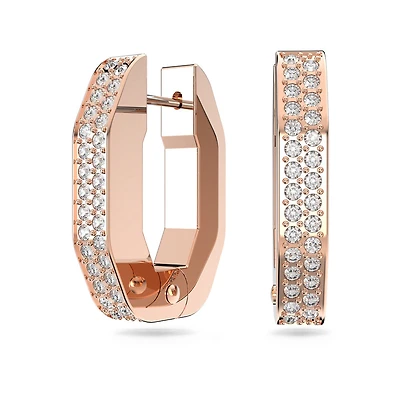 Boucle d'Oreilles Dextera en Métal Plaqué Or Rose avec Cristaux Swarovski - 19mm. Color: rose | Doucet Latendresse