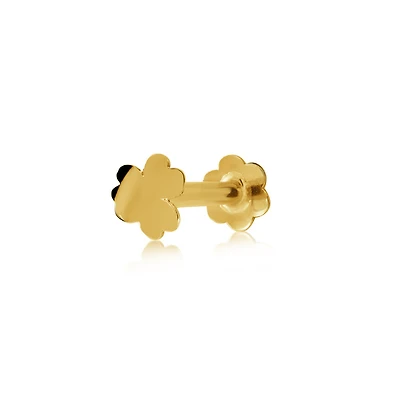 Cartilage earring clover shape in 10K yellow gold. Color: yellow | Doucet Latendresse