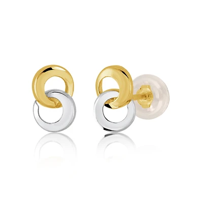 Earrings in 10K yellow gold 15MM2 -tone yellow and white 10K gold earrings. Color: yellow | Doucet Latendresse