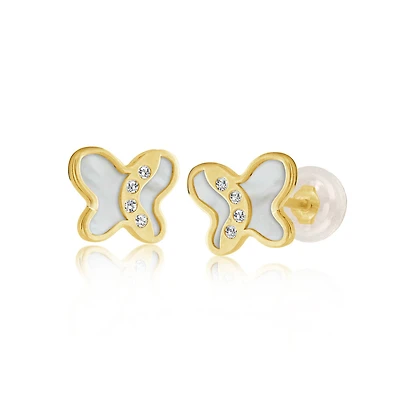 Boucles d'oreilles en forme de papillon en or 10K.. Color: jaune | Doucet Latendresse