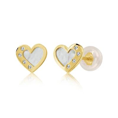Boucles d'oreilles en forme de coeur en or jaune 10K.. Color: jaune | Doucet Latendresse