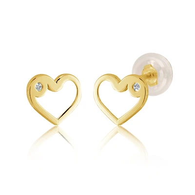 Boucles d'oreilles en forme de  coeur en or jaune 10K.. Color: jaune | Doucet Latendresse