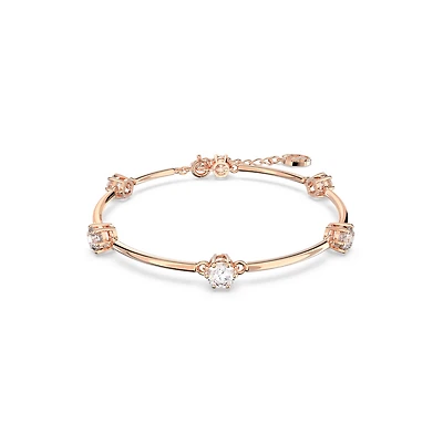 Constella Bangle in Rose Gold Plated Metal with Swarovski Crystals - 16.5 - 19.5 cm. Color: pink | Doucet Latendresse