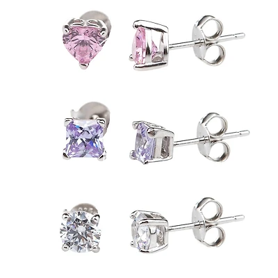 Tricolor earrings cz.925. Color: white | Doucet Latendresse