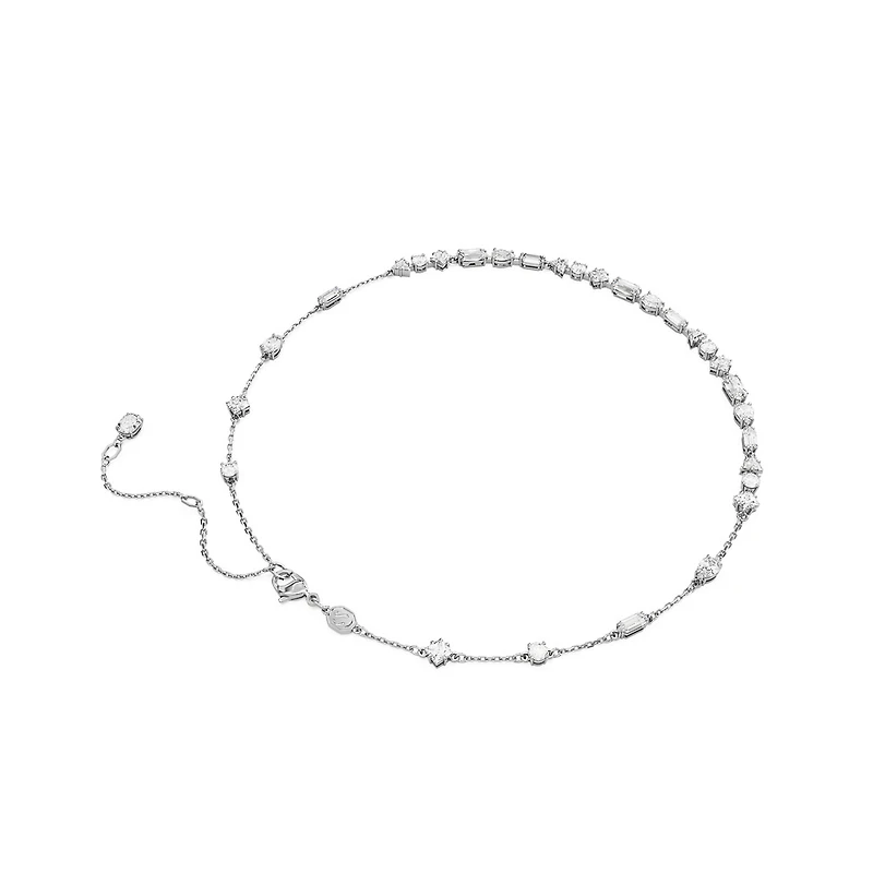 Collier Mesmera en Métal Rhodié avec Cristaux Swarovski - 38 - 45 cm. Color: blanc | Doucet Latendresse