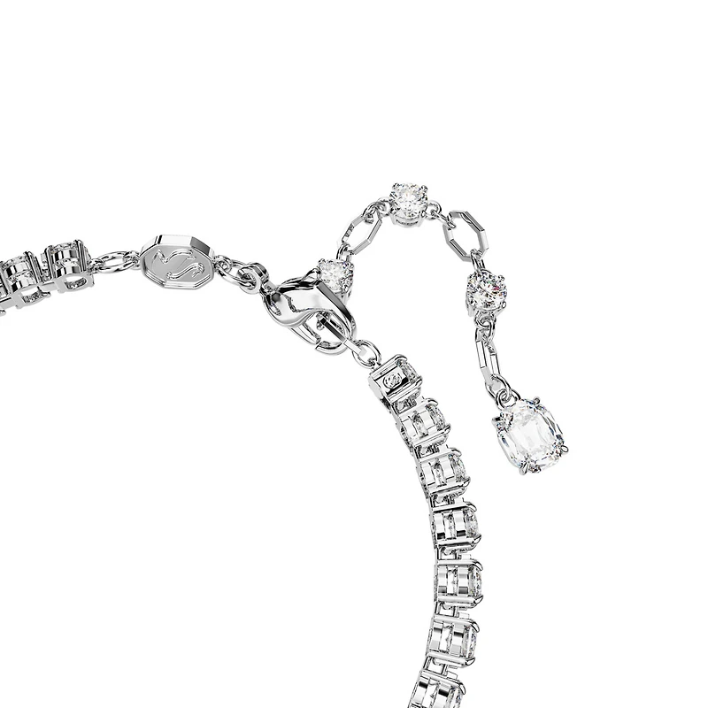 Bracelet Tennis Matrix en Métal Rhodié avec Cristaux Swarovski - 19.5cm. Color: blanc | Doucet Latendresse