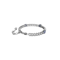Bracelet Tennis Matrix en Métal Rhodié avec Cristaux Swarovski - 19.5cm. Color: blanc | Doucet Latendresse
