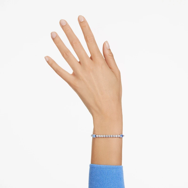 Bracelet Tennis Matrix en Métal Rhodié avec Cristaux Swarovski - 19.5cm. Color: blanc | Doucet Latendresse