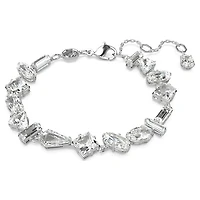 Bracelet Mesmera en Métal Rhodié avec Cristaux Swarovski - 19.5cm. Color: blanc | Doucet Latendresse