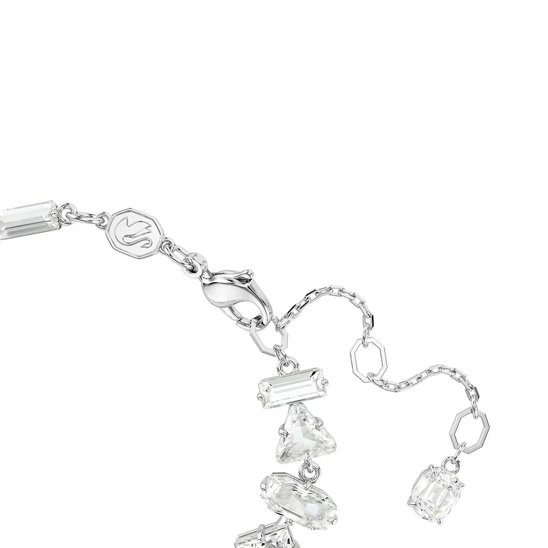Bracelet Mesmera en Métal Rhodié avec Cristaux Swarovski - 19.5cm. Color: blanc | Doucet Latendresse
