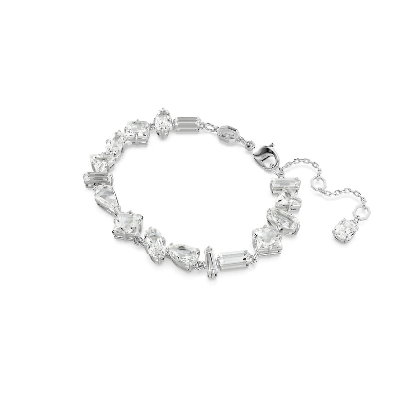 Bracelet Mesmera en Métal Rhodié avec Cristaux Swarovski - 19.5cm. Color: blanc | Doucet Latendresse
