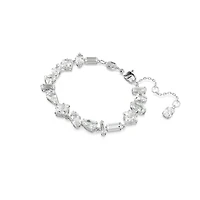 Bracelet Mesmera en Métal Rhodié avec Cristaux Swarovski - 19.5cm. Color: blanc | Doucet Latendresse