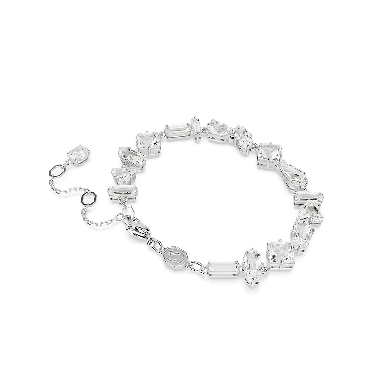 Bracelet Mesmera en Métal Rhodié avec Cristaux Swarovski - 19.5cm. Color: blanc | Doucet Latendresse