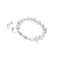 Bracelet Mesmera en Métal Rhodié avec Cristaux Swarovski - 19.5cm. Color: blanc | Doucet Latendresse