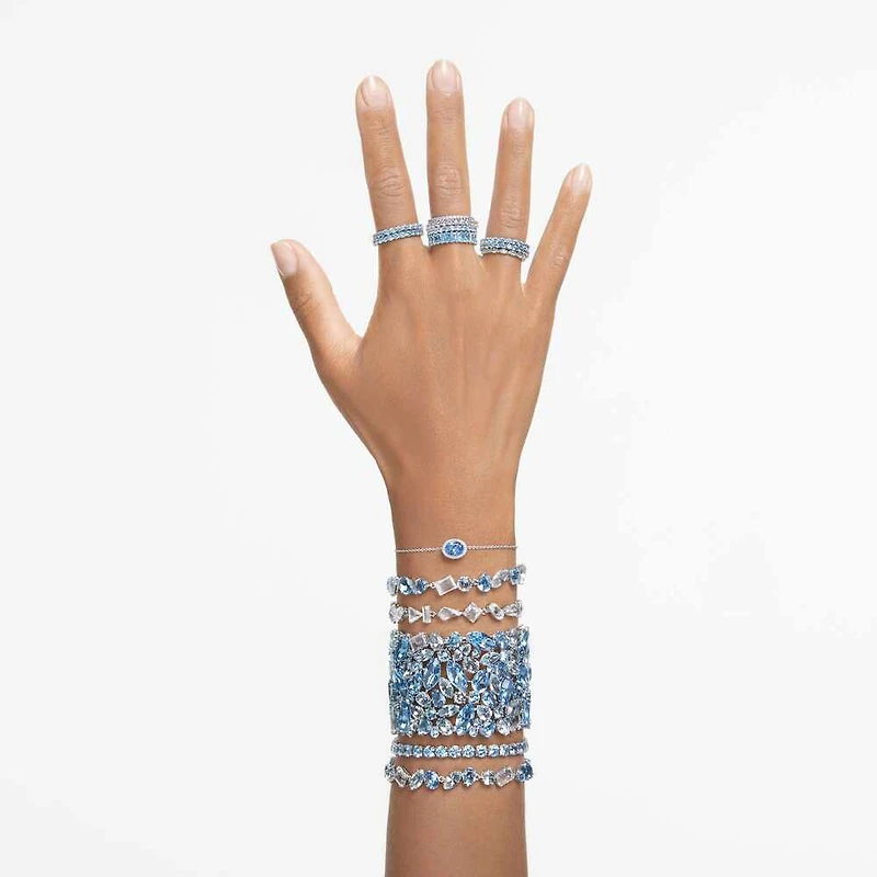 Bracelet Mesmera en Métal Rhodié avec Cristaux Swarovski - 19.5cm. Color: blanc | Doucet Latendresse