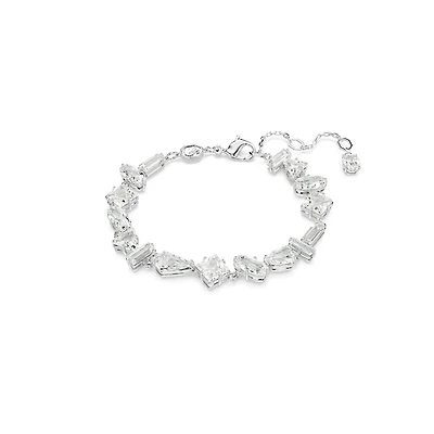 Bracelet Mesmera en Métal Rhodié avec Cristaux Swarovski - 19.5cm. Color: blanc | Doucet Latendresse