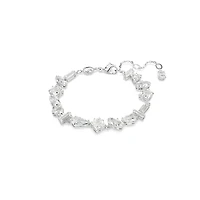 Bracelet Mesmera en Métal Rhodié avec Cristaux Swarovski - 19.5cm. Color: blanc | Doucet Latendresse