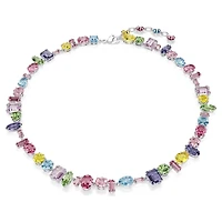 Collier Gema en Métal Rhodié avec Cristaux Swarovski - 36 - 40 cm. Color: blanc | Doucet Latendresse
