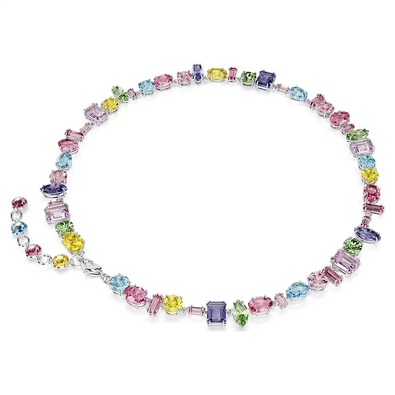 Collier Gema en Métal Rhodié avec Cristaux Swarovski - 36 - 40 cm. Color: blanc | Doucet Latendresse
