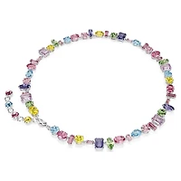 Collier Gema en Métal Rhodié avec Cristaux Swarovski - 36 - 40 cm. Color: blanc | Doucet Latendresse