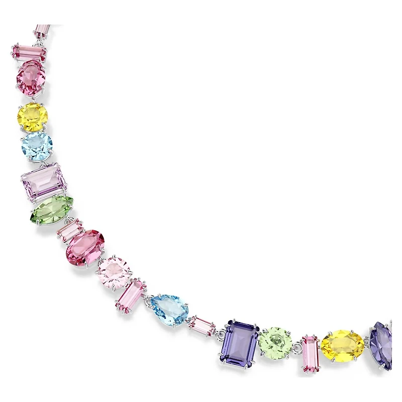 Collier Gema en Métal Rhodié avec Cristaux Swarovski - 36 - 40 cm. Color: blanc | Doucet Latendresse
