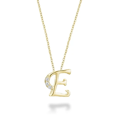 E-shape pendant in 10K yellow gold with 3PTS diamonds. Color: yellow | Doucet Latendresse