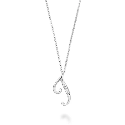 J-shape pendant in 10K white gold with 3PTS diamonds. Color: white | Doucet Latendresse