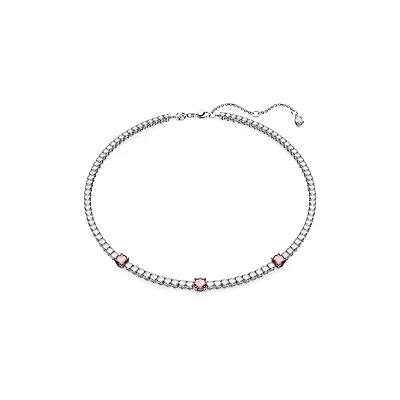 Collier Matrix Tennis en Métal Rhodié avec Cristaux Swarovski - 45cm. Color: blanc | Doucet Latendresse